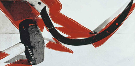 Andy Warhol: Hammer und Sichel, 1976, Siebdruck, Acryl und Bleistift auf Leinwand, 183,5 x 219,5 x 3 cm