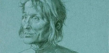 Albrecht Dürer, Der Baumeister Hieronymus von Augsburg, 1506, Pinsel in Schwarz, weiß gehöht, auf blauem venezianischen Papier