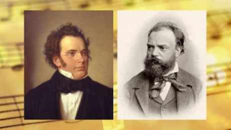 Collage mit Fotos von Franz Schubert und Antonin Dvořák