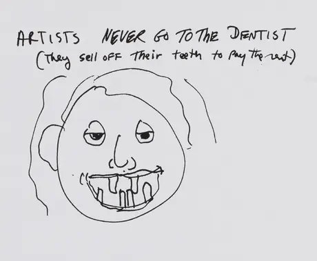 Eine Zeichnung eines Gesichts mit wenigen Zähnen