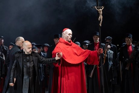 Alex Esposito als Philipp II., Patrick Guetti als Der GroßinquisitorMarcus Lieberenz
