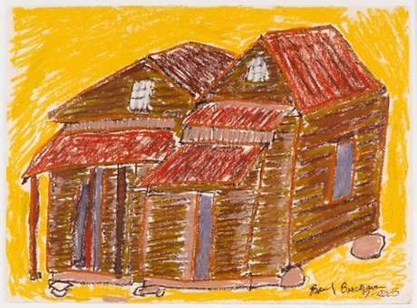 Ölpastell Bild mit Häusern