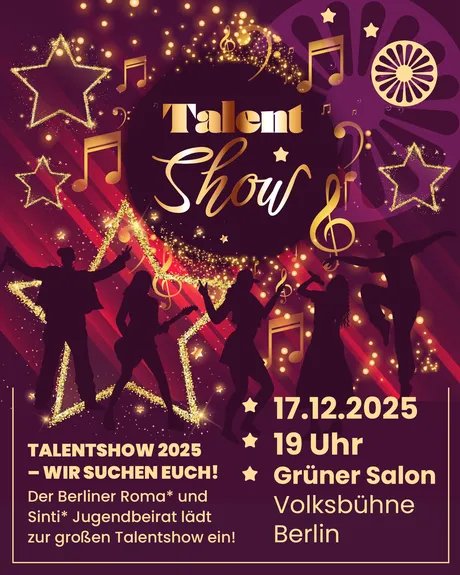 Veranstaltungen in Berlin: 1. Talentshow des Berliner Roma*&Sinti* Jugendbeirats