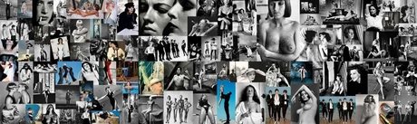 Collage of various pictures by Helmut Newton, featured in the film Intermezzo. Revisiting Helmut Newton
