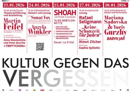 Kultur gegen das Vergessen, Gesamtprogramm 2026