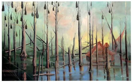 Friederike Jokisch, Somnambul, 238 x 388 cm, Oil on Canvas 2020