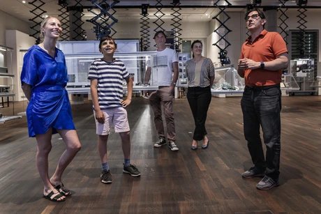 Visitors inside the museum