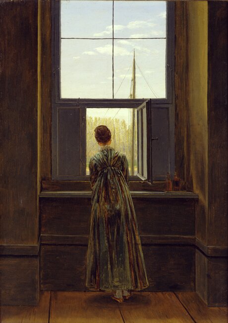 Gemälde von Caspar David Friedrich, einer Frau am Fenster, 1822