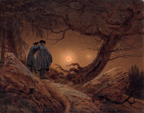 Caspar David Friedrich, Zwei Männer in Betrachtung des Mondes, 1819-20 (Staatl. Kunstsammlungen Dresden)