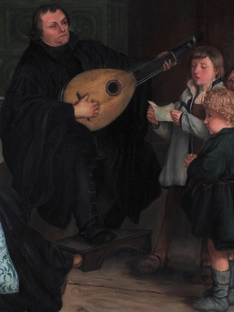 Luther musizierend, Ausschnitt aus einem Gemälde von Gustav Adolph Spangenberg, 1875