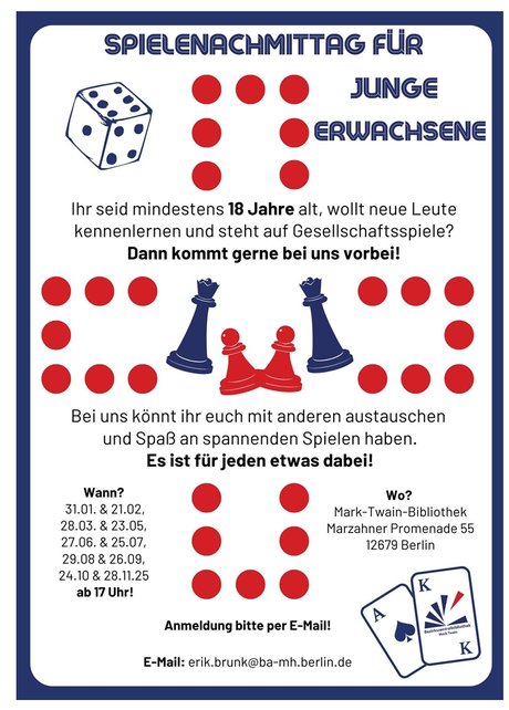 Veranstaltungen in Berlin: Spielenachmittag in der Bibliothek
