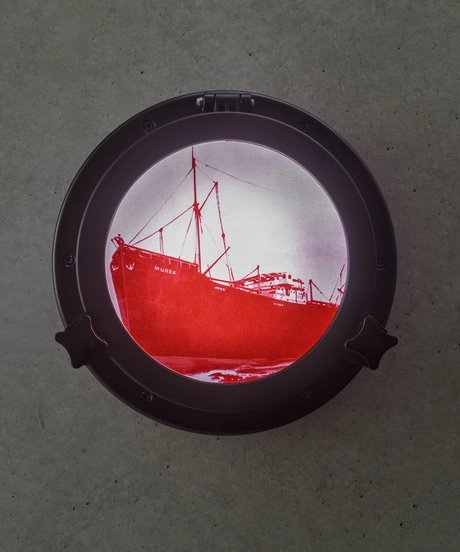 Monira Al Qadiri, SS Murex (series) (2023), Lightbox installation, 25 x 25 x 7cm