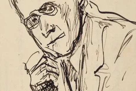 Max Liebermann, Hugo von Tschudi, vor 1908, Feder- und Tuschezeichnung, Staatliche Museen zu Berlin, Kupferstichkabinett