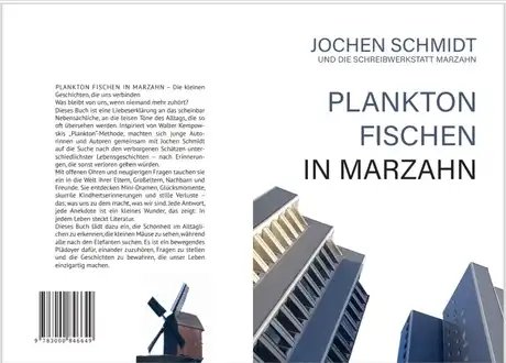 Umschlag des Buchs "Plankton fischen in Marzahn" mit Klappentext