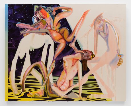 Christina Quarles, Slick, 2022Acryl auf Leinwand, 195.6 x 243.8 x 5.1 cm