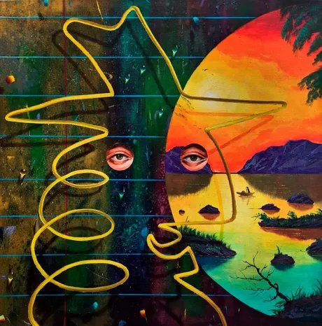 Maxim Brandt The naive Musketeer 90 x 90 cm Öl, Acryl auf Leinwand 2017