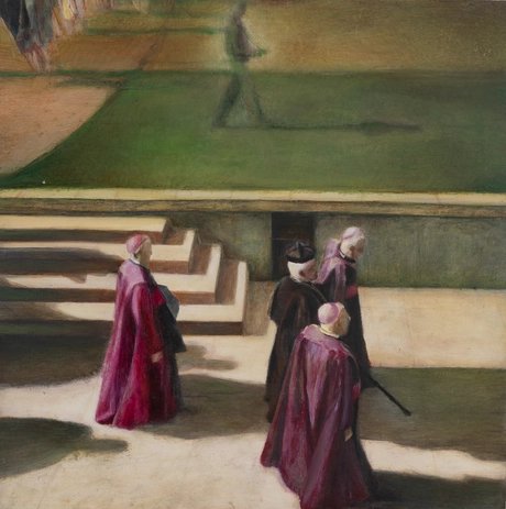 Dorothea Neitzert "Priester I" o.J., Öl auf Holz 40 x 40 cm