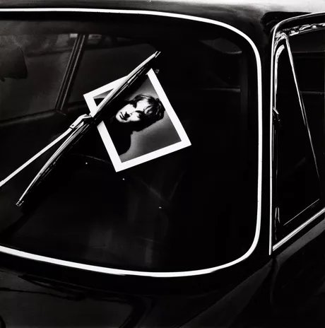 Jeanloup Sieff Self-portrait on car, 1977 (Polaroid T665)