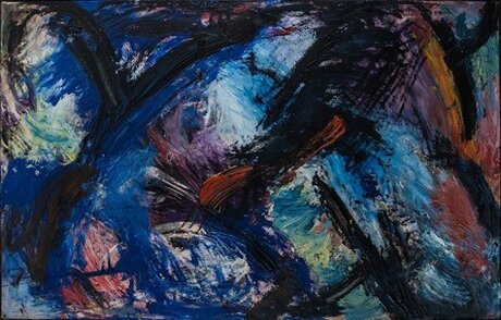 Harald Schulz, So blau wie Schnee, 1998, Öl auf Leinwand, 126x197