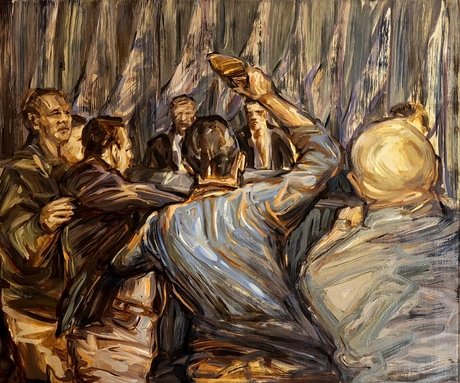 Der Schuh muss Weg, Öl auf Leinwand, 50x60 cm, 2025
