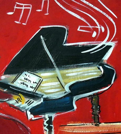 Piano, gemalt.