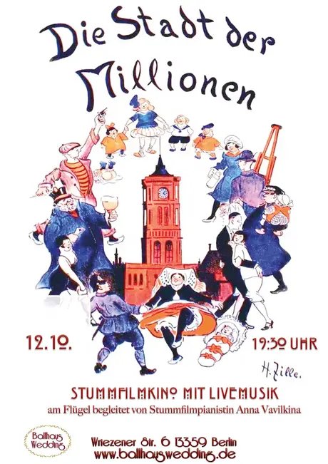 POSTER Stummfilmkino mit Livemusik: Die Stadt der Millionen
