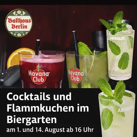 FLYER Cocktails und Flammkuchen im Biergarten