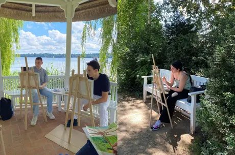 Malen im Garten der Liebermann-Villa, 2024, Foto: Shakti Singh