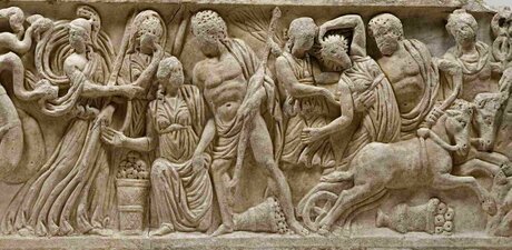 Proserpina (Persephone) wird von Pluto (Hades) entführt, Detail, Sarkophag, 3. Jh. n. Chr. © Staatliche Museen zu Berlin, Antikensammlung / Johannes Laurentius