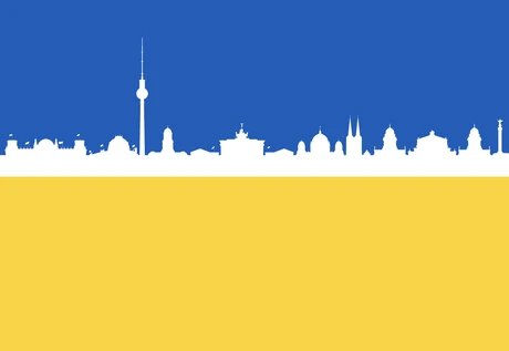 Skyline Berlin in Ukraine Farben