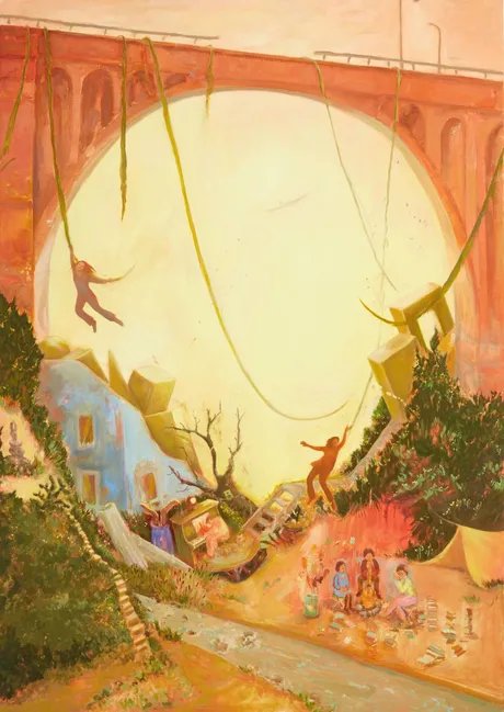 Caty Forden, We´ll be Swinging from the Kudzu, 2025, Öl auf Leinwand