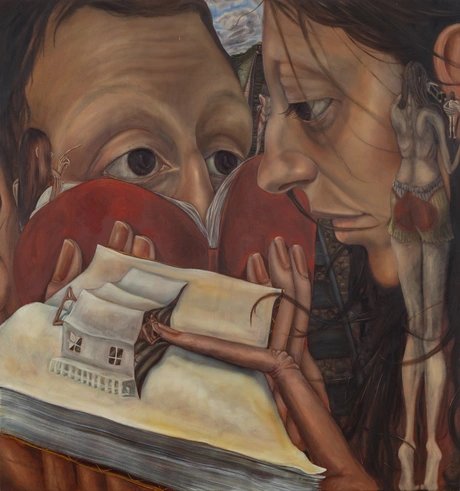 Nour El Saleh, Nail bite, 2025, oil on canvas, 165 x 155 cm, 65 x 61 in, Courtesy of the Artist & GNYP Gallery, Credits Ludger Paffrath