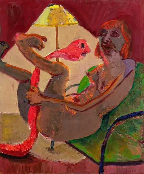 playful home pet, 2025, Acryl, Öl und Collage auf Leinwand.001.O