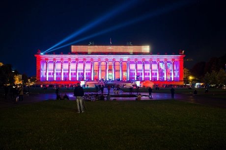 Illuminated Old Museum at the Long Night of Museums