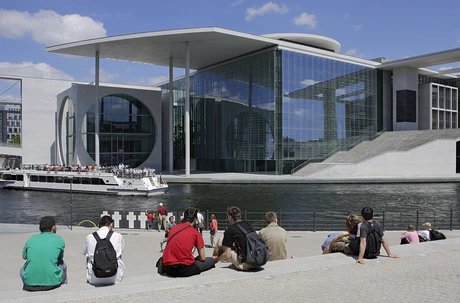 River Spree with people in summer