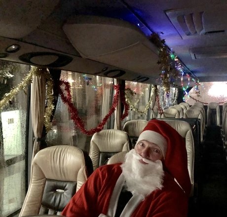 Weihnachtsmann im Reisebus/Berlin Erlebnisse