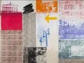 Robert Rauschenberg, German Stroll, 1990, Acryl und Druckfarbe auf Papier und Stoff auf Metall, 3-teilig, 246 x 369 x 3,8 cm