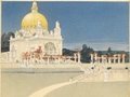 Otto Wagner, Wettbewerbsprojekt für die Kirche St. Leopold am Steinhof, 1902/03, Bleistift, Aquarell, Spritztechnik, Deckfarben, 55,8 × 47 cm Otto Wagner, Wettbewerbsprojekt für die Kirche St. Leopold am Steinhof, 1902/03, Bleistift, Aquarell, Spritztechnik, Deckfarben, 55,8 × 47 cm