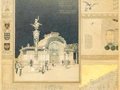 Otto Wagner, Präsentationsblatt zur Wiener Stadtbahn mit den Stationen Akademiestraße-Technik und Gumpendorfer Straße, 1898, Bleistift, Feder, Aquarell, Spritztechnik, Weißhöhungen, Goldfarbe, 64,8 × 46,2 cm Otto Wagner, Präsentationsblatt zur Wiener Stadtbahn mit den Stationen Akademiestraße-Technik und Gumpendorfer Straße, 1898, Bleistift, Feder, Aquarell, Spritztechnik, Weißhöhungen, Goldfarbe, 64,8 × 46,2 cm