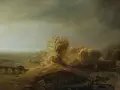 Rembrandt Harmensz van Rijn, Landschaft mit Bogenbrücke, Detail Rembrandt Harmensz van Rijn, Landschaft mit Bogenbrücke, Detail