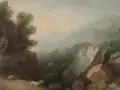 Thomas Gainsborough, Rocky, Wooded Landscape with a Dell and Weir, Detail, um 1782/83, Öl auf Leinwand, 70,5 x 91 cm Thomas Gainsborough, Rocky, Wooded Landscape with a Dell and Weir, Detail, um 1782/83, Öl auf Leinwand, 70,5 x 91 cm