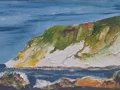 Geliebte Kreideküste 30x 90, gemalt/gestaltet 2022 Mischtechnik : Acryl, Rügener Kreide, Tusche, Strukturgips
