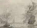 Olfert de Vrij, Dreimaster auf leicht bewegter See, Detail, 1665, nach der Restaurierung Olfert de Vrij, Dreimaster auf leicht bewegter See, Detail, 1665, nach der Restaurierung