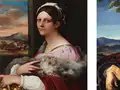 Sebastiano del Piombo, Junge Dame mit Fruchtkorb, Detail, 1512/13 | Wilhelm Schadow, Italienerin, Detail, 1831