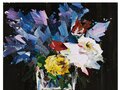 Tino Geiss, Bouquet (Rosen,Tulpen,Flieder) #2, 2022, 156x100 cm_Acryl, Papierklebeband, Lack auf Forex