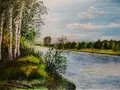 Nachmittagssonne am Oder-Havel-Kanal Eitempera Öl auf Presspappe 2024