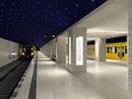 La stazione Museumsinsel della linea U5 con il cielo stellato blu 