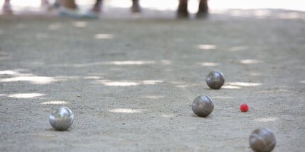 Boccia balls on the floor