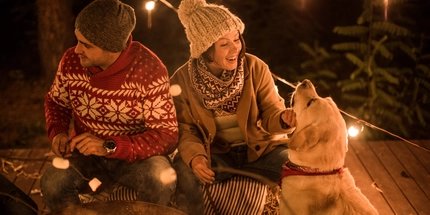 Lagerfeuer mit Hund