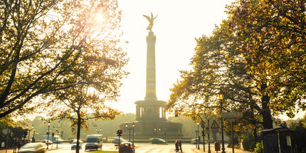 Berlin Victory Column in autumnal backlight